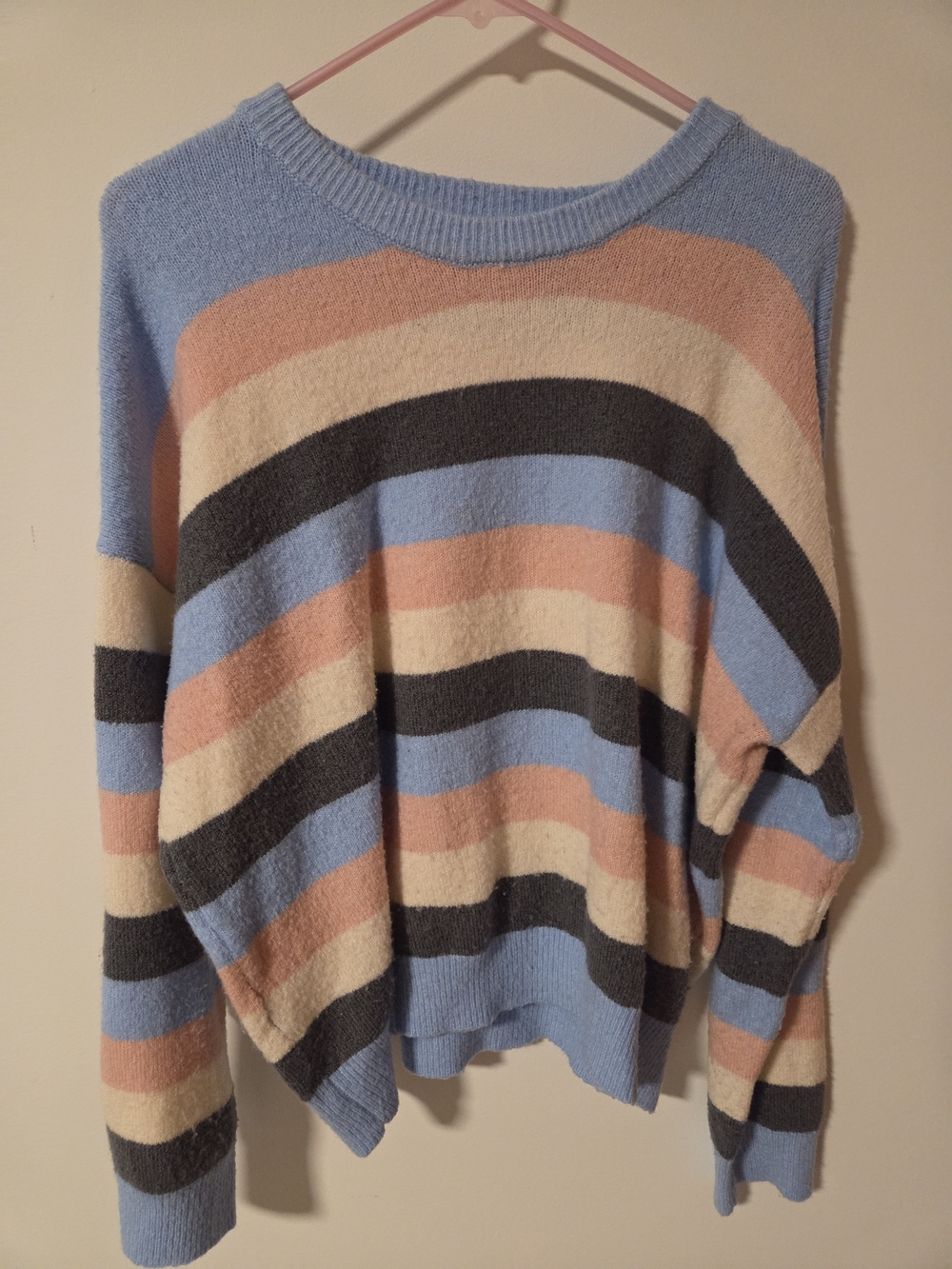 Double Zero - Pastel Striped Crew Neck Sweatet